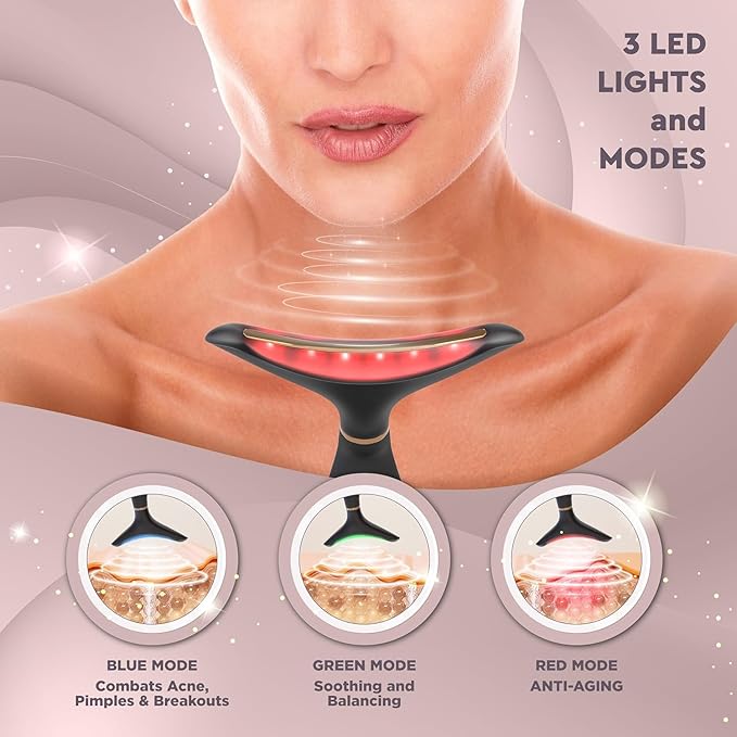 GLO24K LED Facial Massager for Face & Neck – Beauty Wand with LED Light, Vibration & Gentle Warmth – Cosmetic Skincare Tool for Daily Self-Care