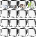 GONITYOU 16 Pieces Clear Makeup Bags Bulk, TSA Approved Toiletry Bags Travel Pouch, Waterproof PVC Plastic Small Clear Cosmetic Bags with Zipper for Organizing (Black Border)