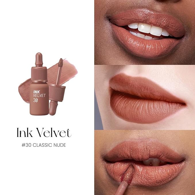 Peripera Ink The Velvet Lip Tint | Highly Pigmented, Longwear & Weightless Lip Tint | Smudge-Proof, Buildable Color for Lips & Cheeks | K-Beauty Makeup, Safe for Sensitive Lips (030 CLASSIC NUDE)
