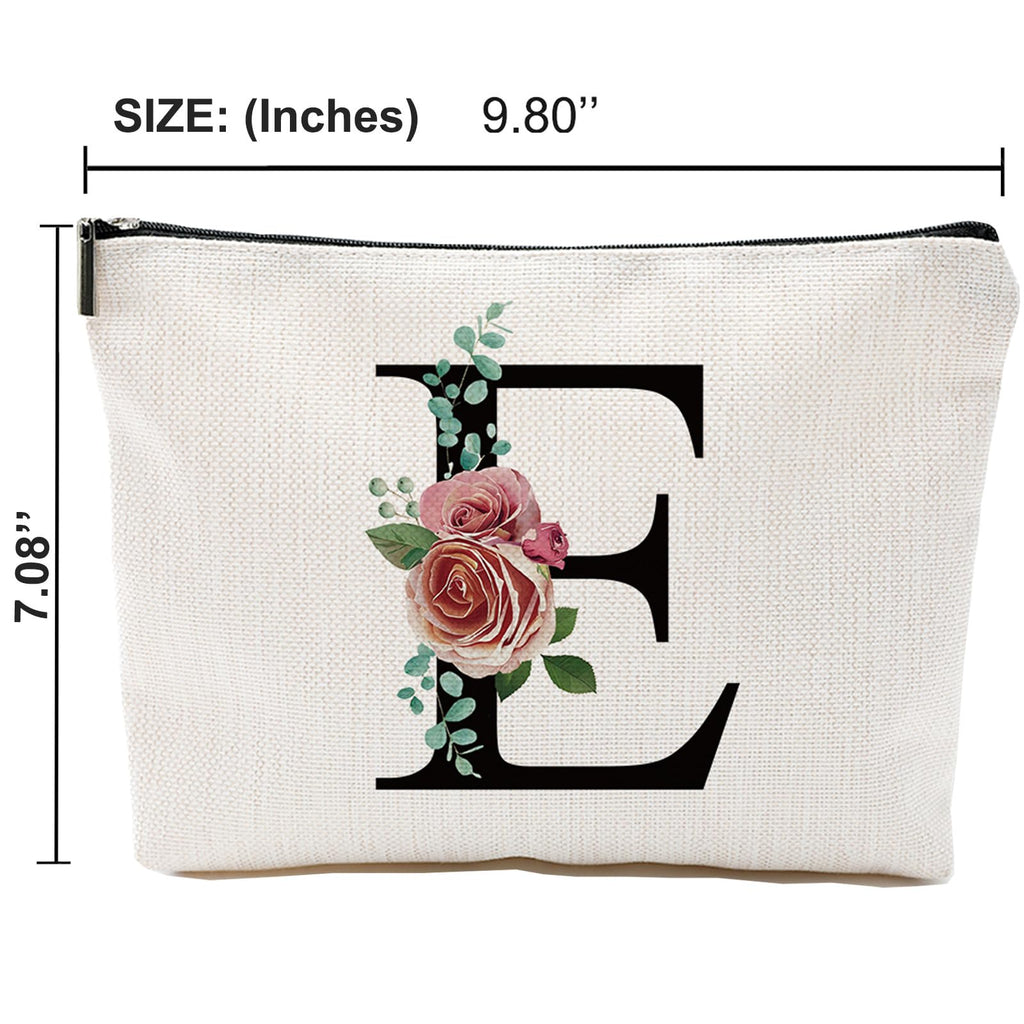 Comanro Initial A-Z Personalized Letter Makeup Bag, Monogrammed Bridesmaid Gifts/Presents Cosmetic Bag, Portable Stationery Storage Organizer Pouch, Friendship Love Travel Makeup Bags