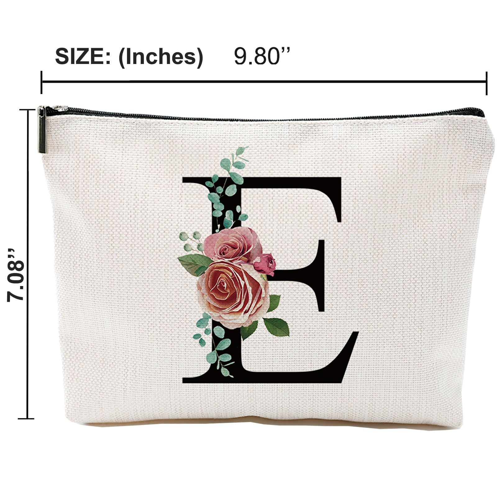 Comanro Initial A-Z Personalized Letter Makeup Bag, Monogrammed Bridesmaid Gifts/Presents Cosmetic Bag, Portable Stationery Storage Organizer Pouch, Friendship Love Travel Makeup Bags