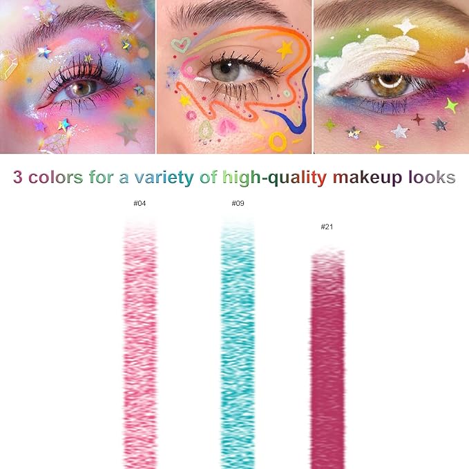 Meilury 3 Colorful Eyeliner Pen Set, Eye Shadow Pencil, Pearl Eyeliner Kit Metallic Glitter Colored Eye liner for Women Eye&Lip Liner Professional Waterproof Eye Makeup (3PCS B)