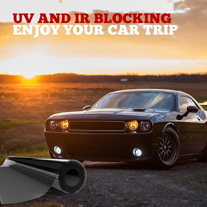 Vepagoo 15% VLT Ceramic Car Window Tint Film (20" x 10FT) - Heat & Glare Reduction, Blocks UV & IR Rays, Scratch Resistant, Privacy Car Window Tint Fit for Sedan
