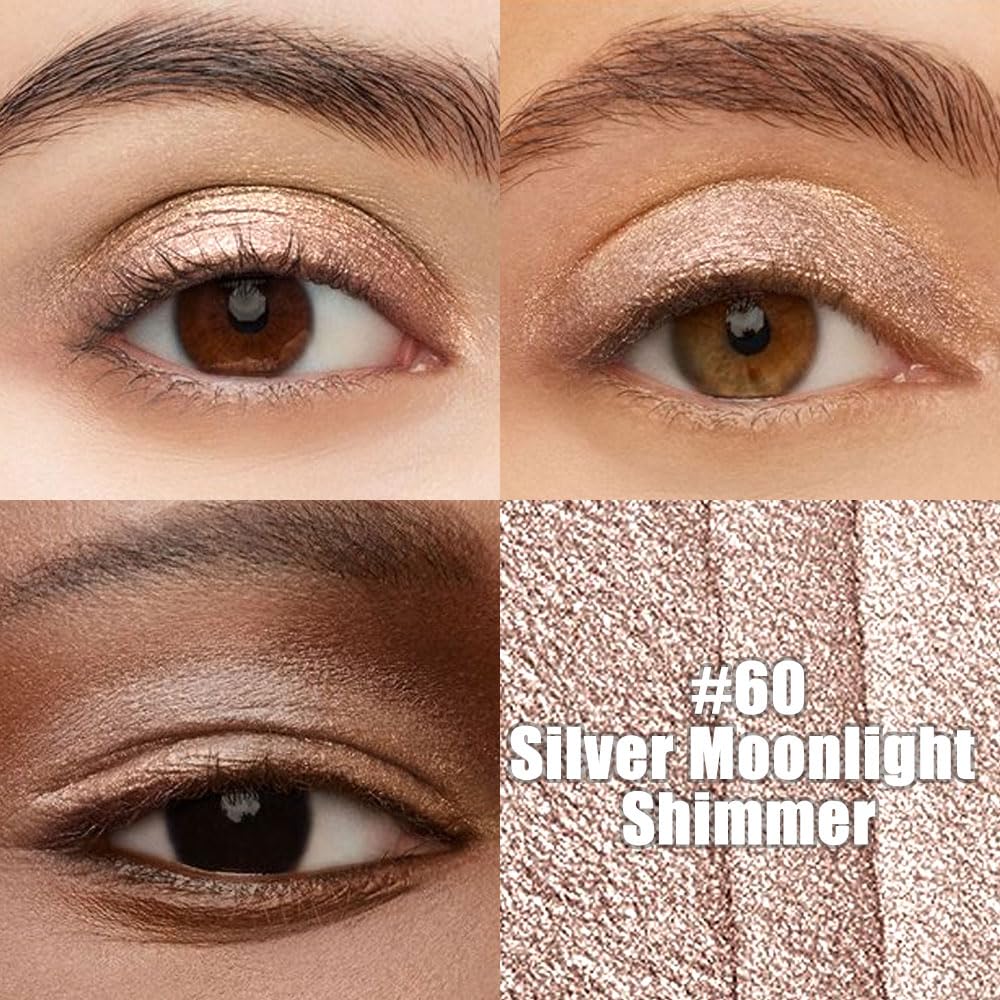 IATMOMOD Champagne Silver Shimmer Cream Eye Shadow Stick Makeup for Women, Shimmer Eyeliner Pencil Eyeshadow Brightener Stick for Eyes, Waterproof Eyeshadow Applicator Blendable, sombras para ojos 60#