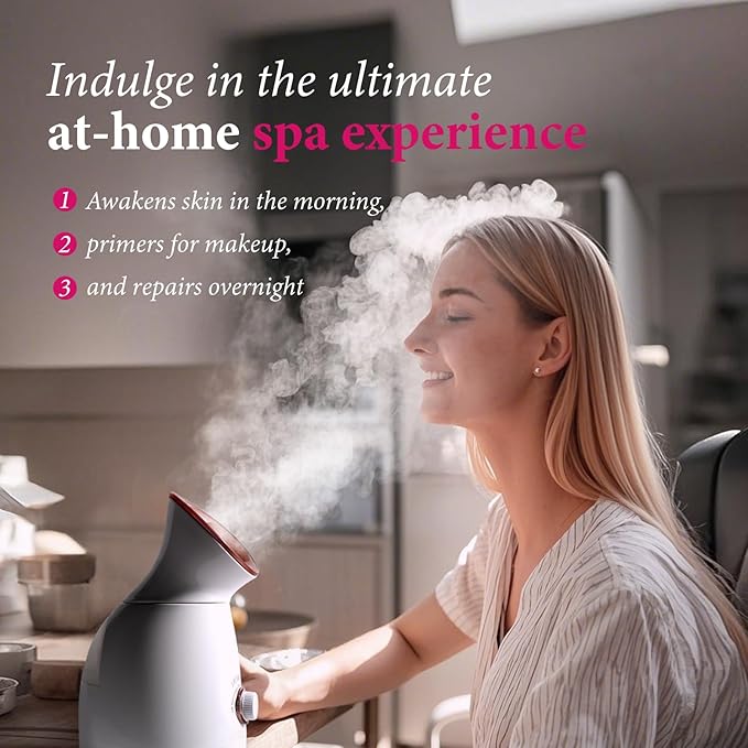 Colorfarm Facial Steamer Nano Ionic: Large Face Steamer Deep Cleaning Unclogs Pores - Humidifier Hot Mist Home Sauna Spa for Women Men Sinuses Moisturizing (3-in-1)