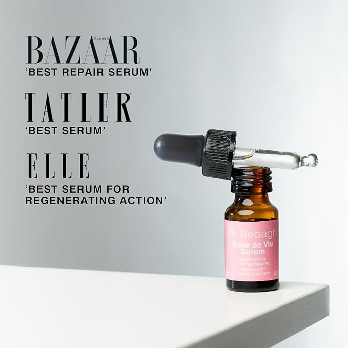 Dr Sebagh Rose de Vie Serum - Soothing & Anti-Aging Serum with Organic Oils & Antioxidants to Hydrate, Calm, and Protect Dry, Mature and Sensitive Skin, Non-Comedogenic, Box Included (0.17 fl oz.)