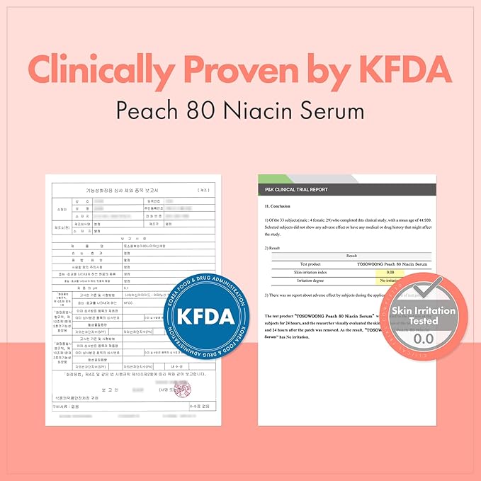TOSOWOONG Peach 80 Niacin Serum for Dark Spots & Pores, Glass Skin, Glow