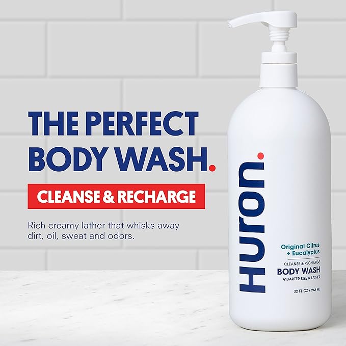 Huron Body Wash: Citrus + Eucalyptus Scent, Non-Toxic & Hydrating; 30.3oz