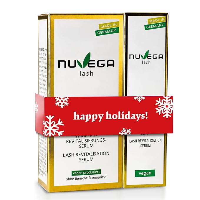 Nuvega Lash - Vegan Eyelash & Eyebrow Serum Set I Longer Eyelashes in 4-6 Weeks I Lash and Eyebrow Growth Serum I Made in Germany I 1ml & 3ml