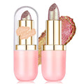 Wugbc Gold Holographic Glitter Lipstick Makeup, Metallic Lip Stick Long Lasting Lightweight Non-Sticky Hydrating Lip Tinted Full Coverage High-Shine Shimmer Chameleon Lipstick for Women