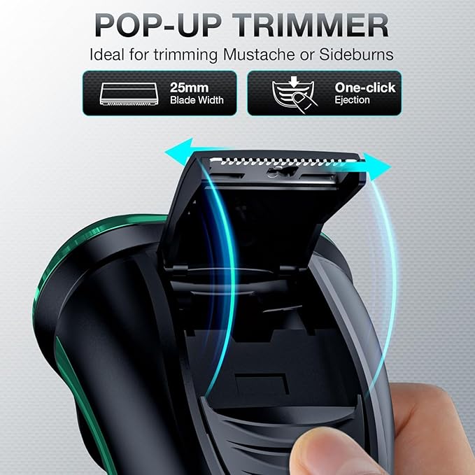 Electric Razor for Men Cordless Rotary Shaver Wet Dry with Trimmer