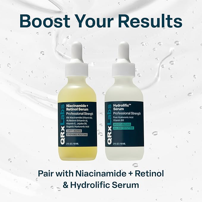 QRxLabs Peptide Complex Face Serum - Firming Collagen Peptide Serum - Antiaging Skincare Gel with Hydrating Hyaluronic Acid with Chamomile Extract - Unscented Gel, 1 Fl Oz