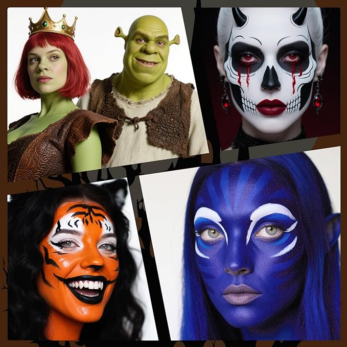 YBUETE Black Orange Face Body Paint Stick Set for Halloween Cosplay SFX