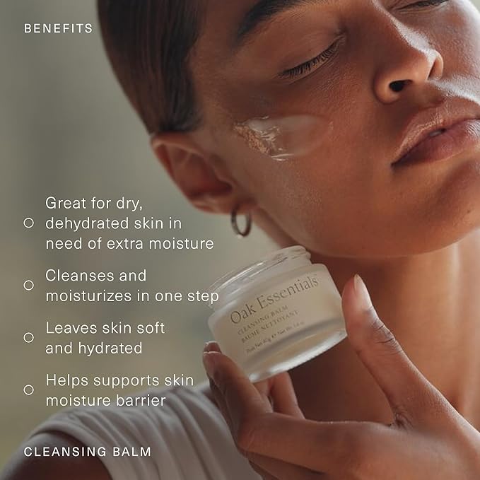 Oak Essentials Cleansing Balm, Balm-to-Oil Makeup Remover, 1.4oz