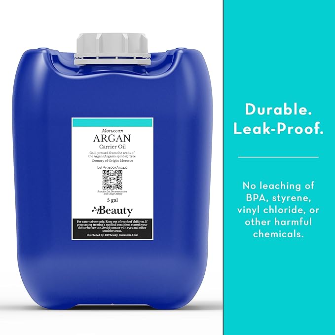 Bulk Argan Oil, 2.5 Gallon - Cold Pressed, 100% Pure Carrier Oil for DIY