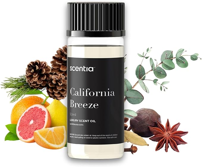 Scentia California Breeze Hotel Scent Diffuser Oil – Luxury Fragrance Inspired by Delano Beach Club – 50 mL – Orange, Green Tea & Jasmine Essential Oil Blend for Home, Office & Aromatherapy Diffusers