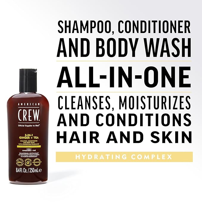 American Crew 3-in-1 Shampoo & Body Wash, Ginger & Tea, 33.8 fl oz