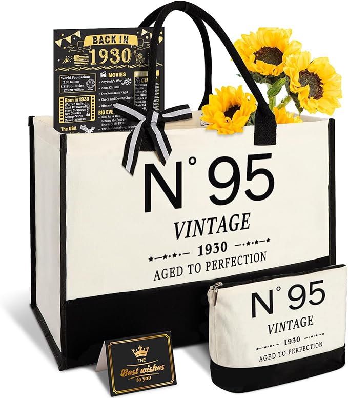 95th Birthday Gift for Women-N°95 Canvas Tote Bag,Makeup Bag,Back in Poster