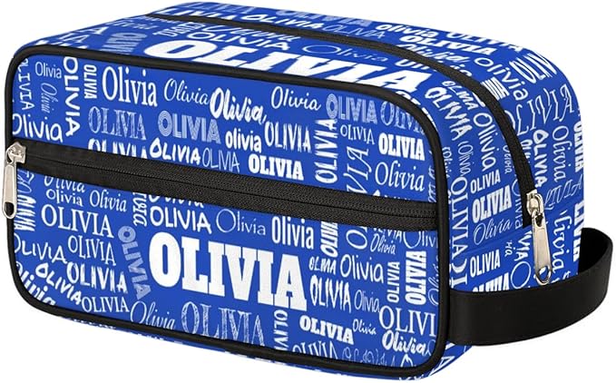 KFNHN Personalized Name Makeup Bag, Custom Women Cosmetic Bag Royal Blue