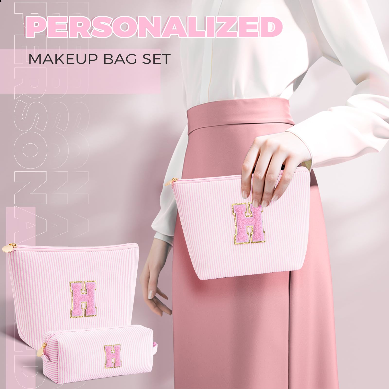 Btffitting Gifts for Teen Girls Women - Birthday Gifts for 10 11 12 13 14 15 16 17 18 Years Old Girl,Makeup Bag Cosmetic Bag,Teacher Gift Trendy Stuff Toiletry Bag - Pink,H