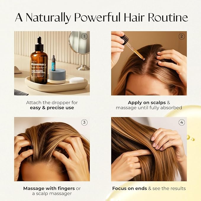 Gya Labs Rosemary & Castor Hair Styling Oil - 4 Fl Oz - Rosemary To Strengthen Hair - Protect & Tame Frizz - Hydrate Dry Scalp with 0.17 Fl Oz Deep Revival Argan Oil