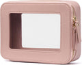 Popvibe Clear Makeup Case Toiletry Bag Travel Clear Cosmetic Bag with Zipper, Small Make Up Bag Traveling, Pink, Medium