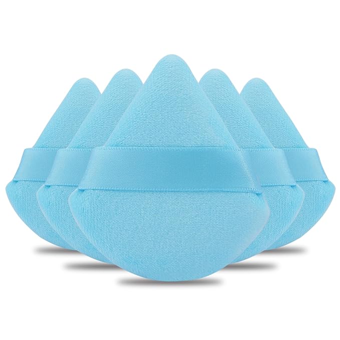 Powder Puff Daubigny 6 PCS Makeup Puff Face Soft Triangle Powder Puffs for Loose Powder Mineral Powder Body Powder Velour Cosmetic Foundation Sponges Blender Makeup Tools(Blue)