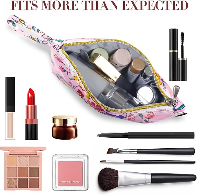 Gloppie Make Up Bags for Women Small Makeup Bag for Purse Cosmetic Bag Pink