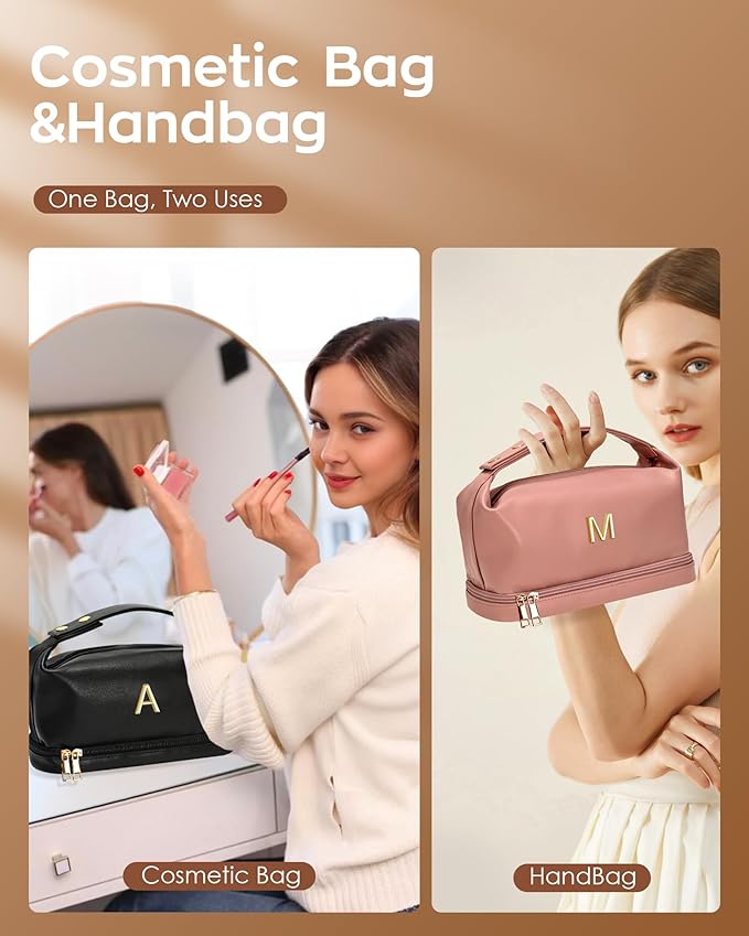 Vogewood Customized Mom Friends Gifts, Personalized Makeup Bags with Handle