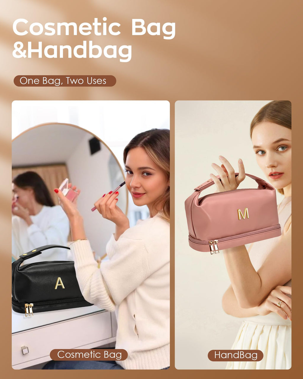 Vogewood Daughter Gifts, Personalized Makeup Bags with Handle-Gift Ideas