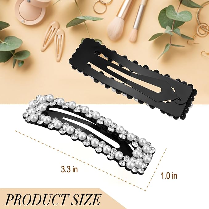 Kanprincess Rhinestone and Crystal Hair Clips 2-Pack, Sparkly Barrettes & Elegant Bling Accessories for Women & Girls(Set21)