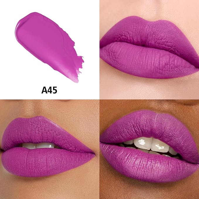 HANLADY Purple Lipstick Matte Long Lasting Lipstick for Women Smudgeproof
