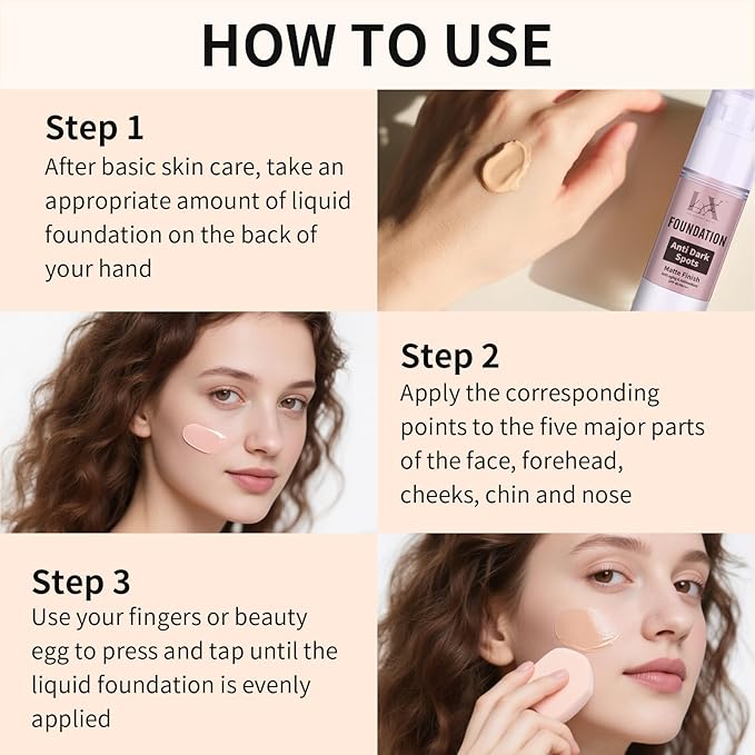 LXSKN Anti-Dark Spot Liquid Foundation - Collagen Serum Foundation Infused with 2% Niacinamide, High Coverage For A Smooth & Satin Finish, 403 Deep