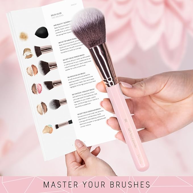 Niré Beauty Cute Makeup Brush Set for Teen Girls, 15 Piece, Pink