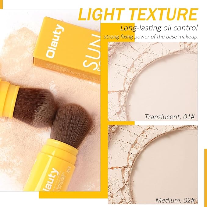 Mineral Powder Sunscreen for Face & Scalp, SPF 35 Brush on Sunscreen Setting Powder, Matte Oil Control Hair Sunscreen Face Powder, Lasting Lightweight Breathable Travel Essentials (#02 Medium)