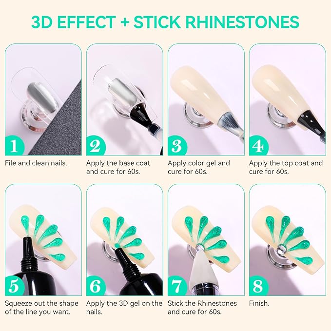 Makartt 3D Nail Gel, 15g Tinsel Green Sculpting Gel Glue for Drawing