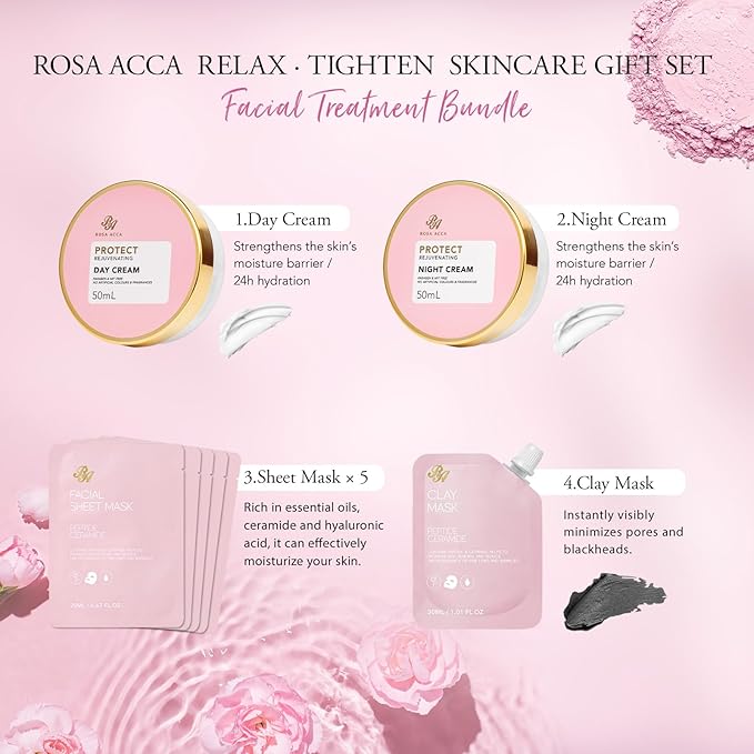 Mother's Day Gifts for Mom, Rose 23 Pcs Facial Skin Care Set, Bath and Body Gifts Basket Set for Women, Home Spa Set, Self-Care Set, Face Oil, Birthday, Christmas, Valentines, Girlfriend, Anniversary
