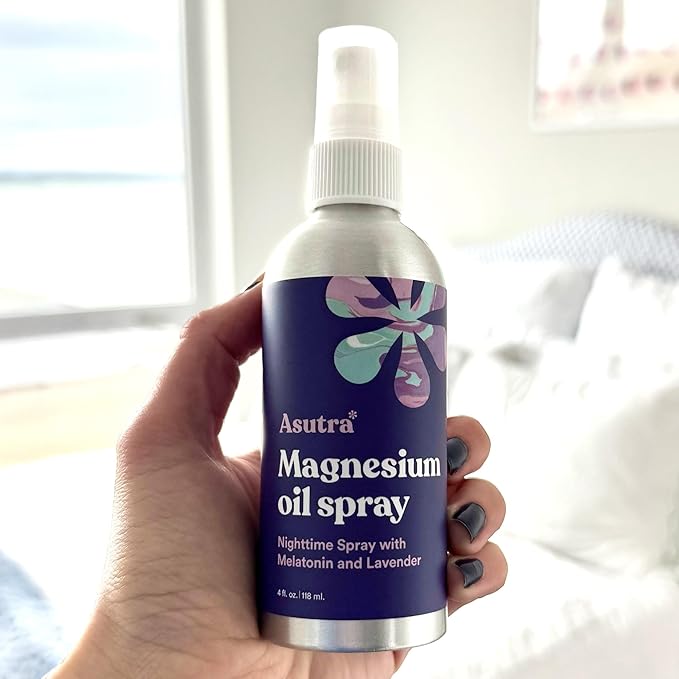 ASUTRA Topical Magnesium Chloride Oil Spray with Lavender and Melatonin, 4