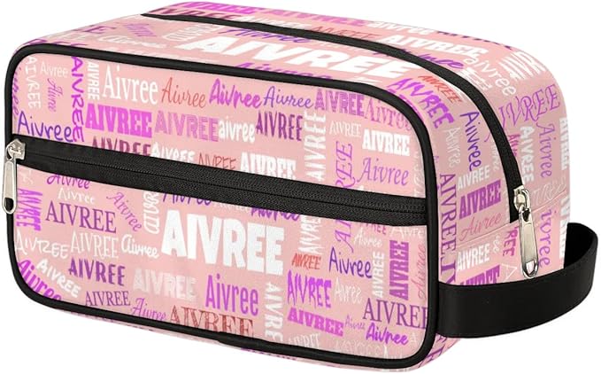 KFNHN Custom Travel Toiletry Bag for Women Makeup Bag Light Pink Background