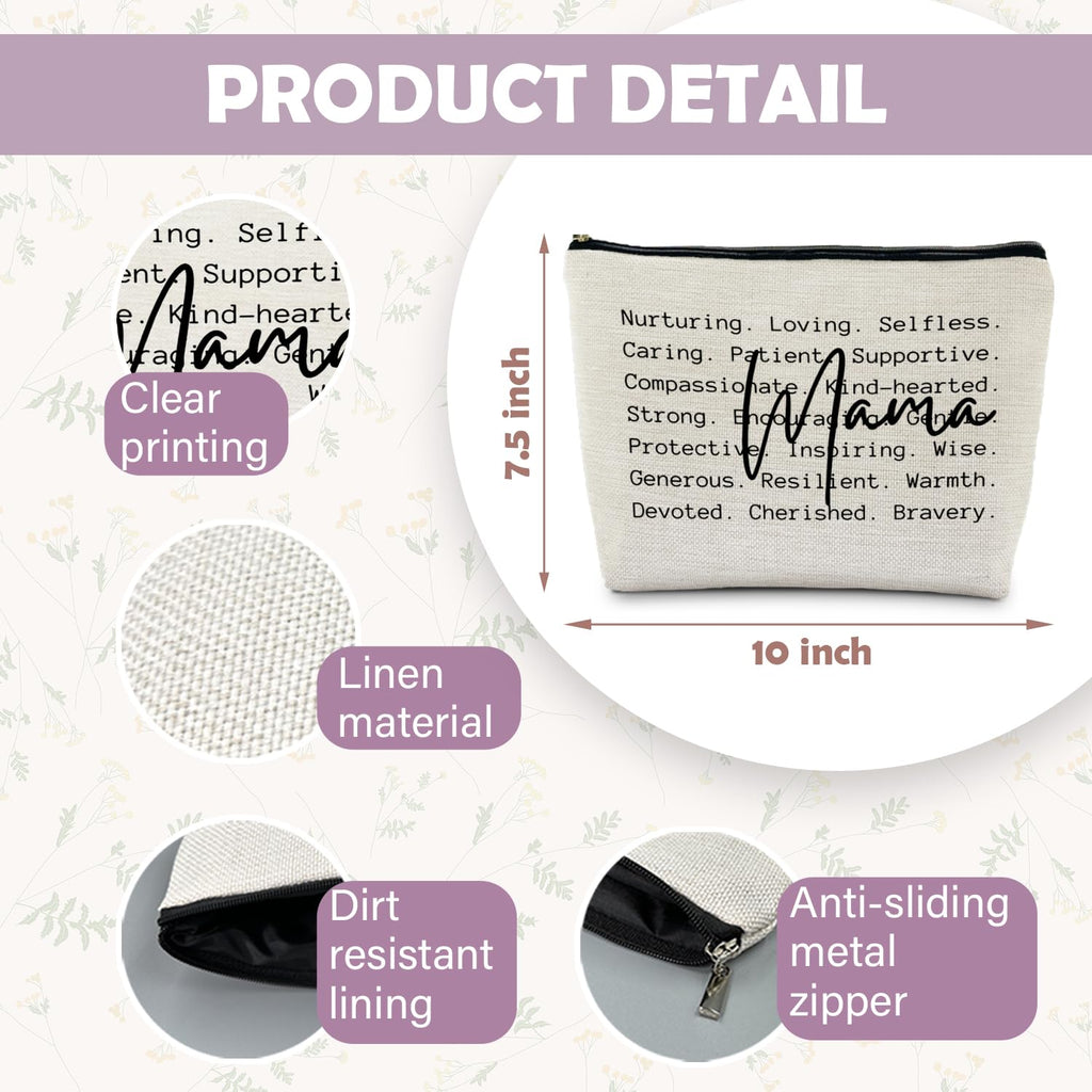 RYYCDOI Mama Makeup Bag, Mother's Gifts for Mama, Mama Mom Gifts from Daughters Sons, Mama Makeup Bag Cosmetic Pouch