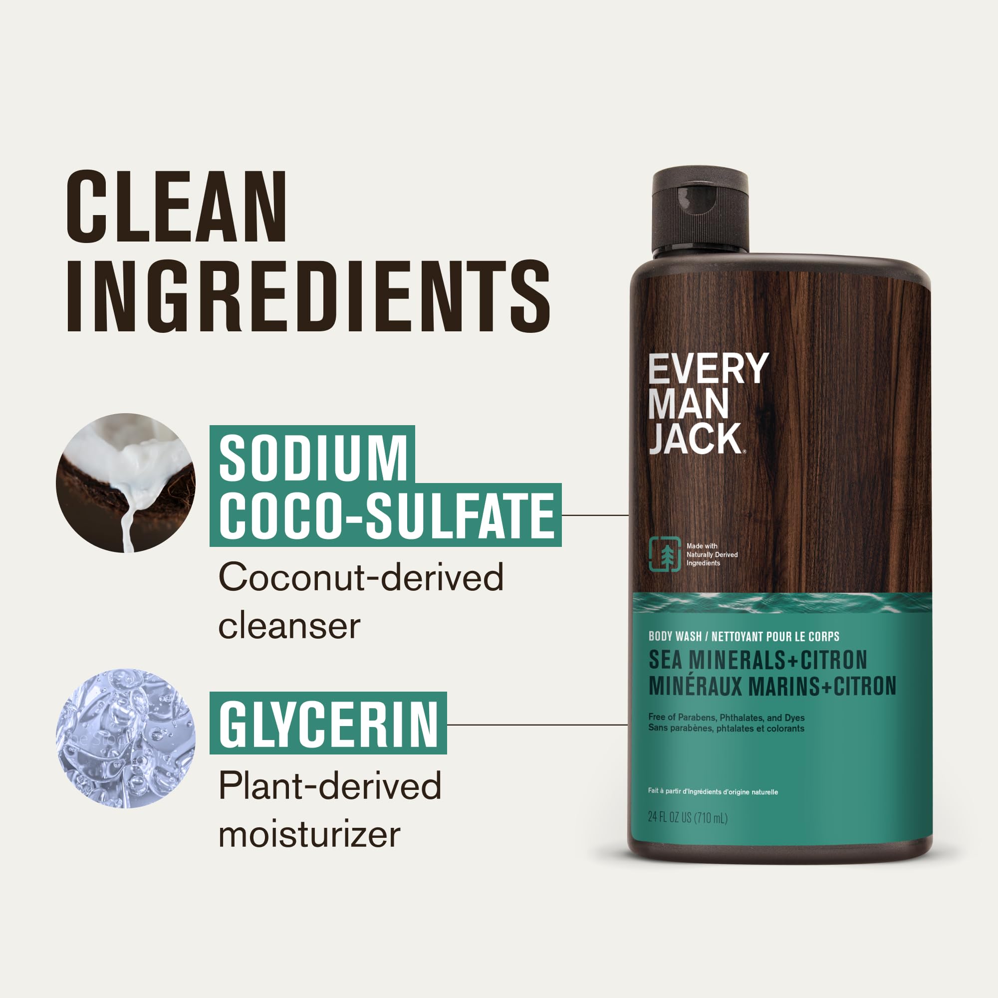 Every Man Jack Hydrating Body Wash for Men, Sea Minerals Citron, 2pk