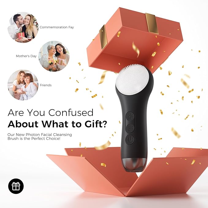 Ccigedy Face Scrubber, Electric Facial Cleansing Brush (Black)