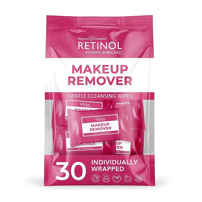 LIVAURA Retinol Makeup Remover Face Wipes - Individually Wrapped, 30 Count