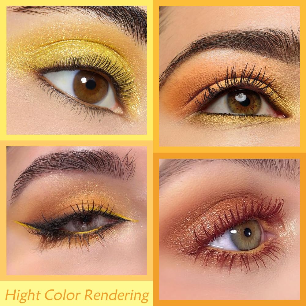 CAKAILA Gold Yellow Brown Smokey Goth Eyeshadow Palette Makeup,Natural Powder Eye Shadow Palette Long Lasting Naturing-Looking,Basic Gold Brown Shade for Halloween,Vegan