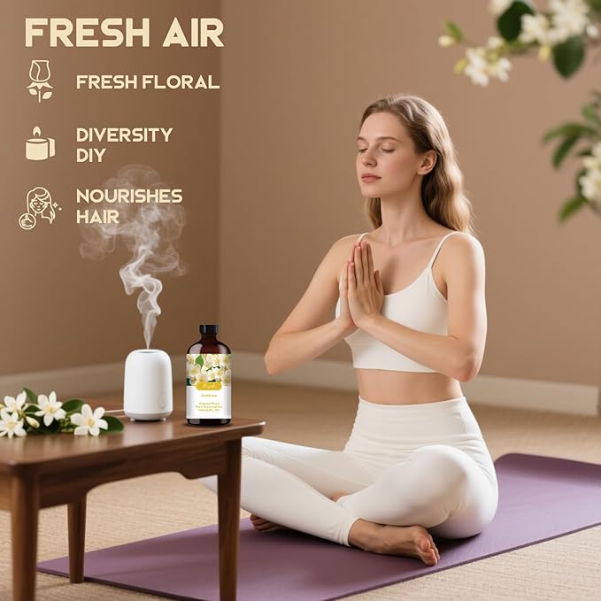 MLYNKL Jasmine Essential Oil,for Diffuser,4oz+Roll-On 0.33oz