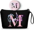 A-Z Personalized Makeup Bag with Mirror, Friendship Gifts for Women, M