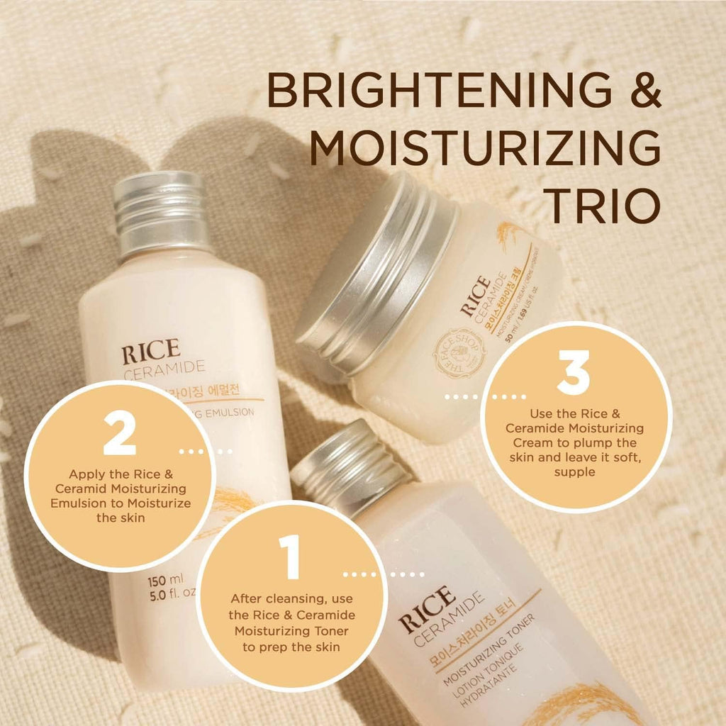 THE FACE SHOP Rice Ceramide Moisturizing Cream, Lightweight, 1.69 fl. oz.