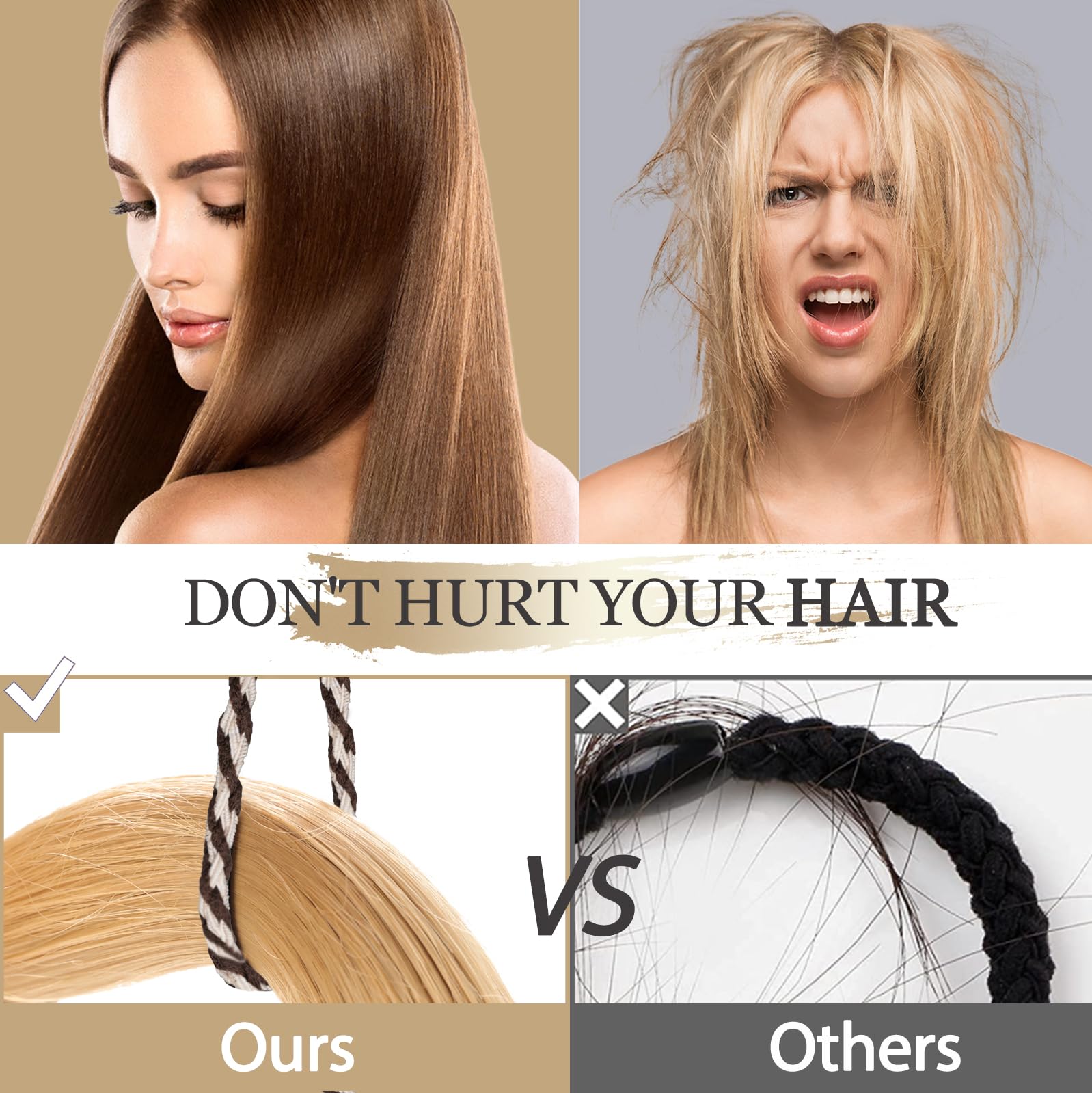 KANPRINCESS 20Pcs Hair Ties For Thick Hair, Strong Stretchy Hair Bands For Women Girls, No Slip Braided Hair Ties No Damage, Ponytail Holders-Exceptionally Secure with Gentle Hold (Set 4)