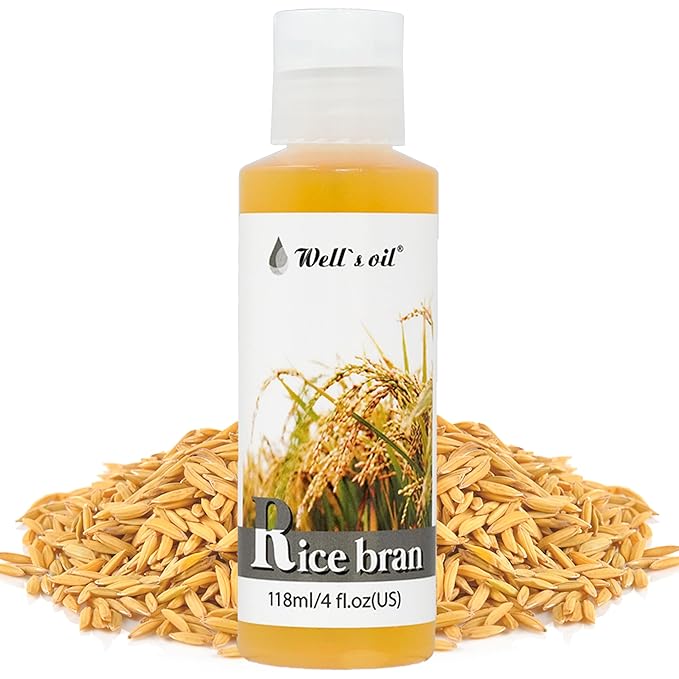 Well’s Oil Rice Bran Oil 4 oz | 100% Pure Rice Bran Oil (Carrier Oil) | For Skin & Hair | DIY Creams & Lotions