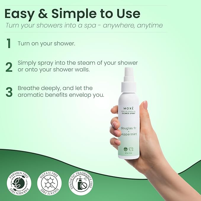 MOXĒ Douglas Fir & Peppermint Shower Steamer for Respiratory Support, 4oz